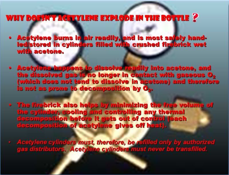 acetylene bottles lying on their side?