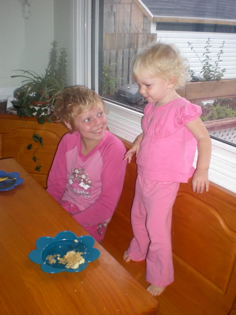 tisha and celina having breakfast!