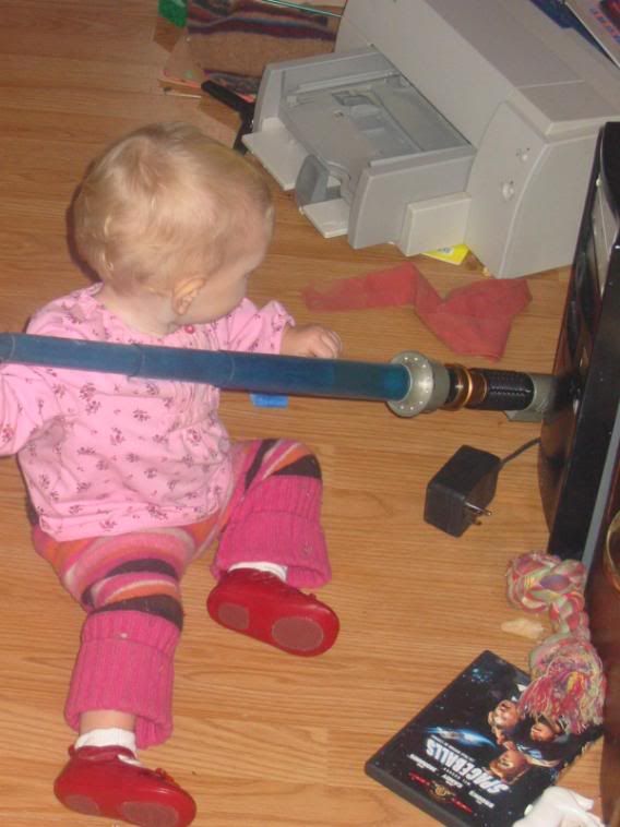 My sons have corrupted her.. she wants to be a jedi too