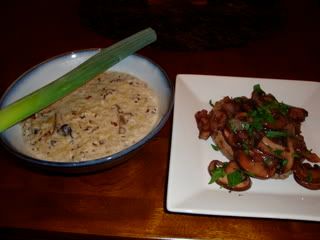 Mushroom-Rice Soup and Red Wine Steak