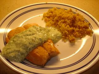 Poached Salmon with Cuke Sauce