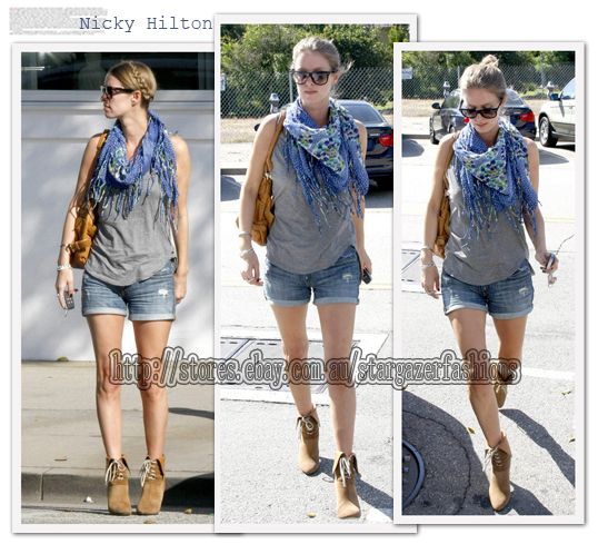 lace up boots with shorts. scarf and lace up boots in