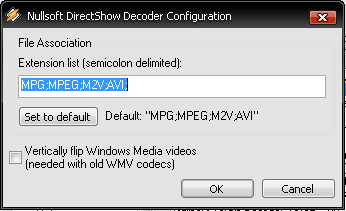 By default, the DirectShow configuration for Winamp should look like above.