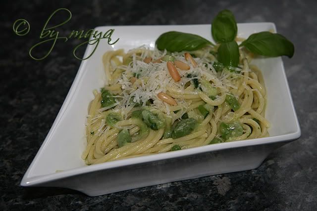 Spaghetti cu pesto si fasole verde
