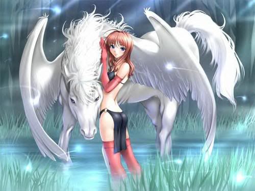 Pegasus with anime girl Pictures, Images and Photos