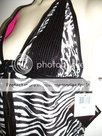 Sexy Baby Phat Zebra Print Sequin Tankini Black or Brown Bikini Swimwear s 8