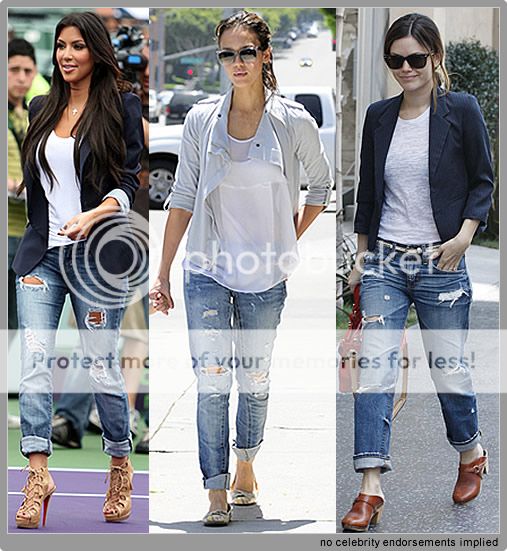 Celebrity Style Rolled Up Ripped Boyfriend Jeans AU8
